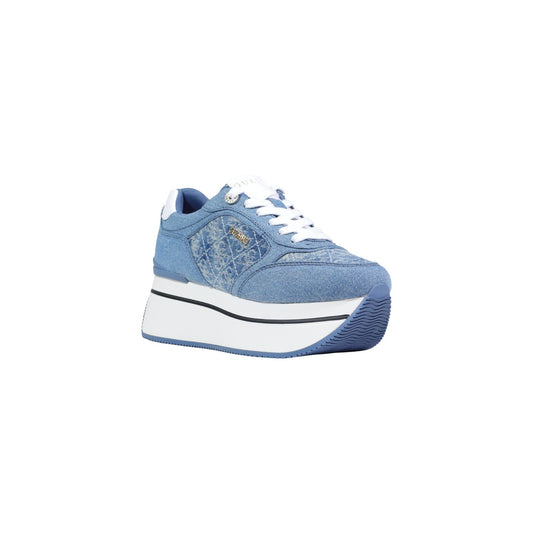 Sneakers Guess Camrio Runner; 96% Poliestere, 4% Poliuretano. Colore Blu, suola para 7 cm, logo 4G goffrato. Sneakers donna stringate con plateau esagerato, stagione PE26 Vista frontale 