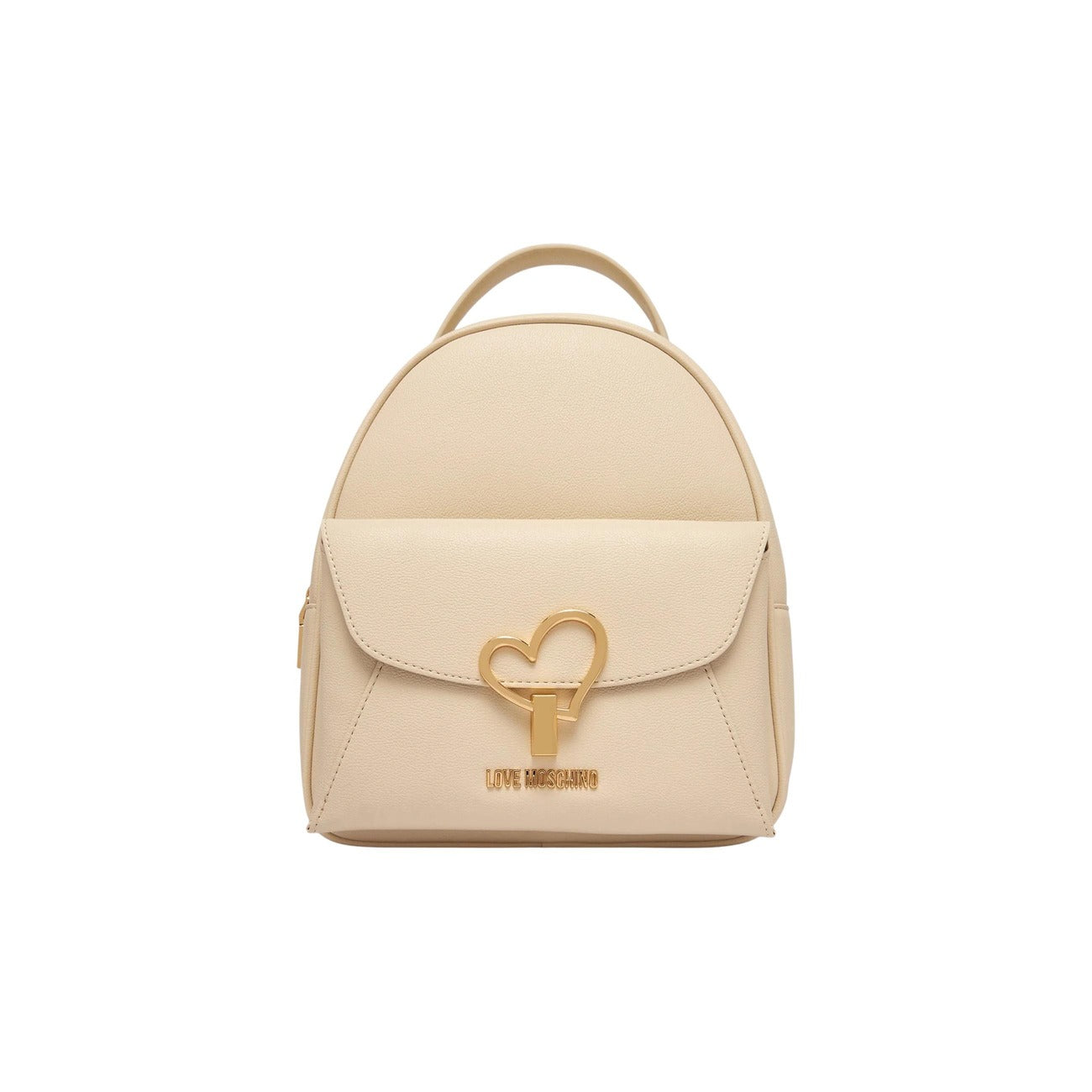 Zaino Love Moschino HEART TURNLOCK donna beige con cerniera tasche 100% poliuretano - vista frontale