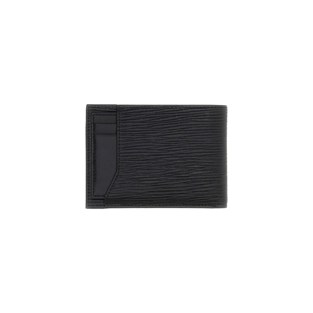 Portafoglio uomo nero Guess modello Milano con chiusura zip-around (14 x 9 x 2 cm). Realizzato in tessuto tecnico con finiture effetto pelle, iper-funzionale, iconico logo a triangolo frontale e metalleria argento. Interno organizzato con tasche multifunzione e porta carte removibile estraibile. Vista posteriore 