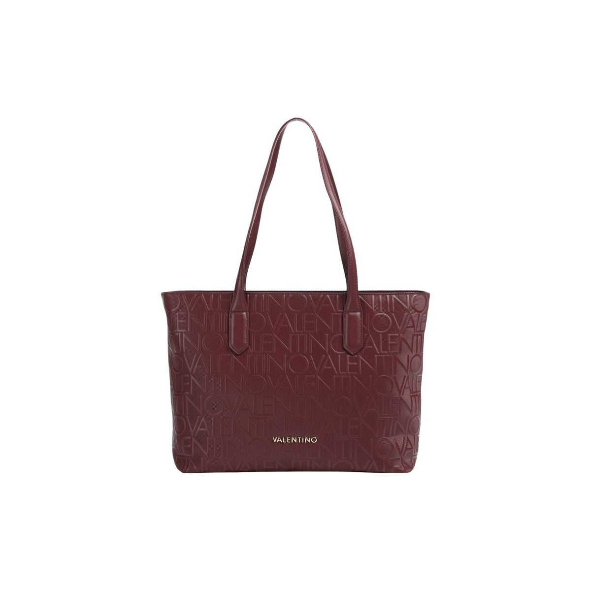 Borsa shopper Valentino Bags Gynevra Re VBSA6801 bordeaux. Borsa grande da donna per università e lavoro in pelle sintetica con logo impresso all over, doppi manici a spalla e chiusura con cerniera