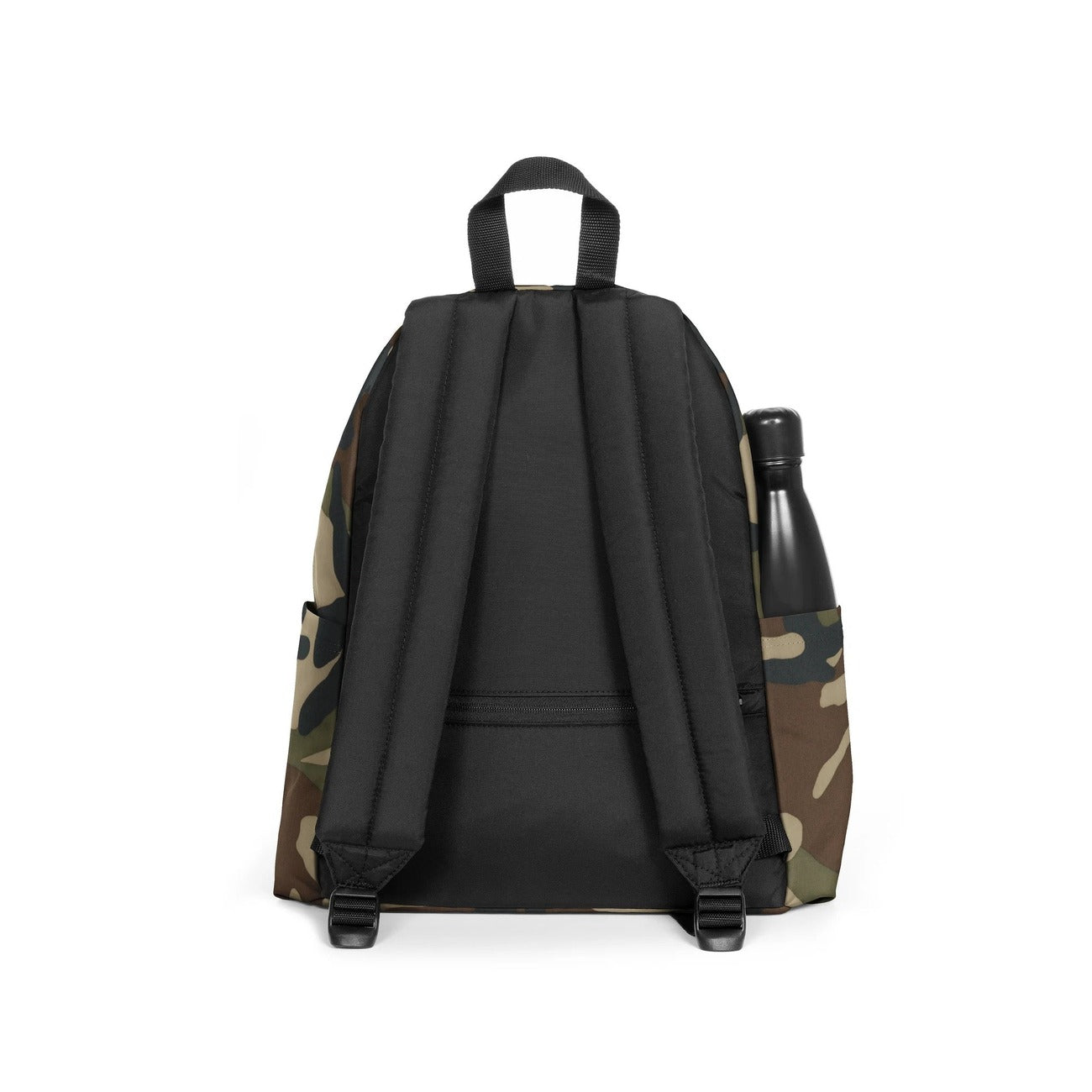 Zaino Eastpak Camo Padded Pak'r mimetico. Zaino scuola e lavoro in poliestere impermeabile, idoneo per formato A4 e laptop 14", con spallacci regolabili imbottiti, tasca antifurto e tasche borracce laterali.