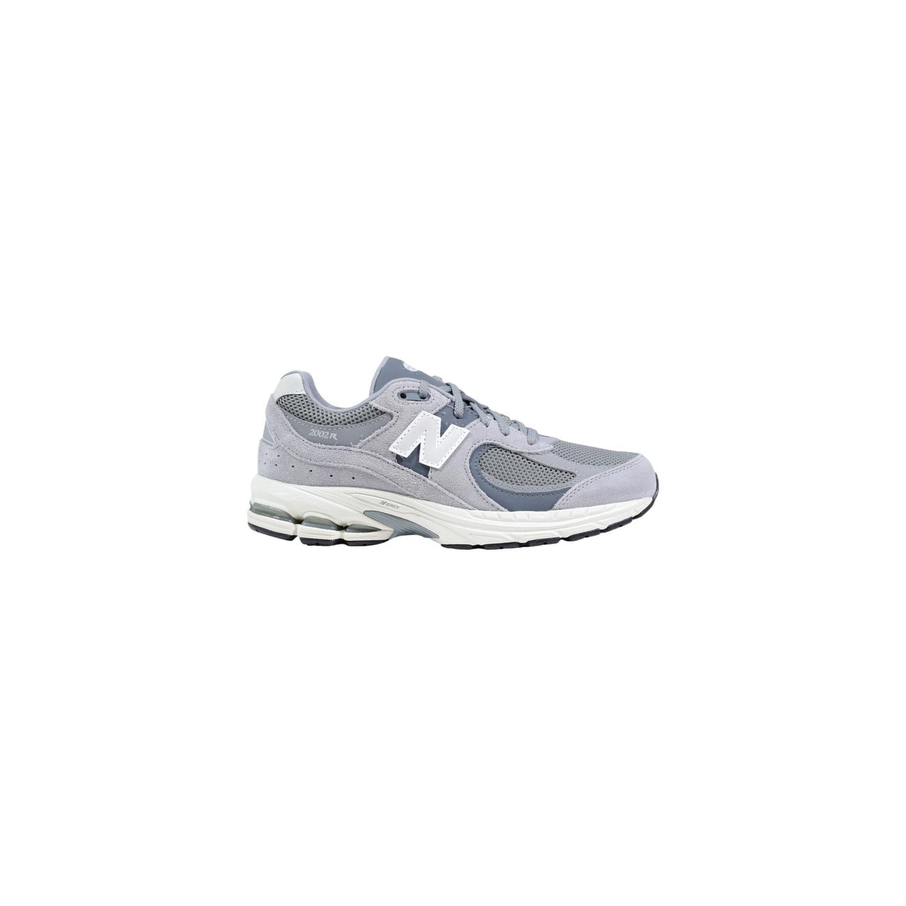 Sneakers New Balance 2002R da uomo con tomaia multistrato in pelle scamosciata e mesh, design rétro running anni 2000 e intersuola tecnologica ammortizzata.