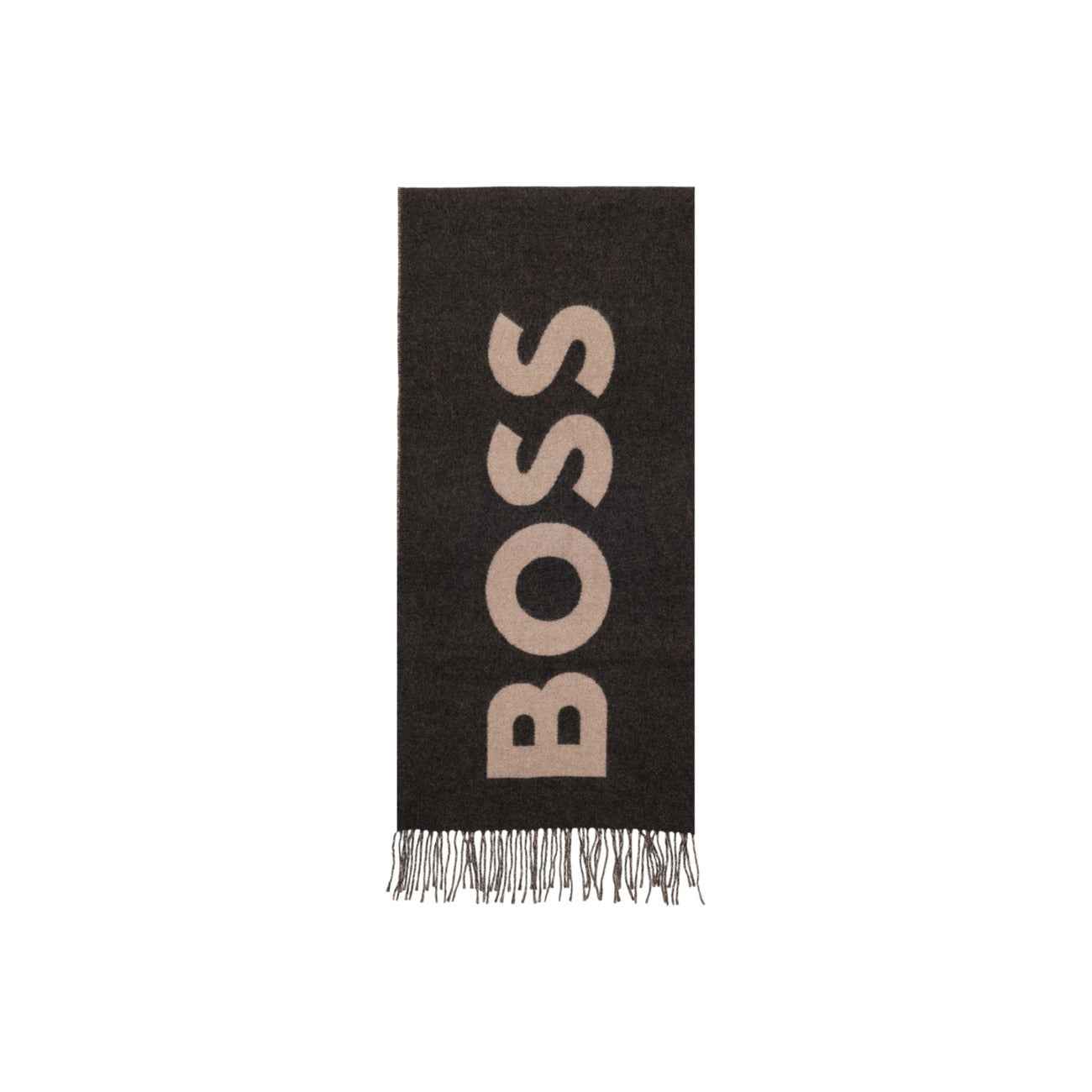 Boss Men's Black Scarf with Print - Wool Scarf 180x35cm Autumn Winter