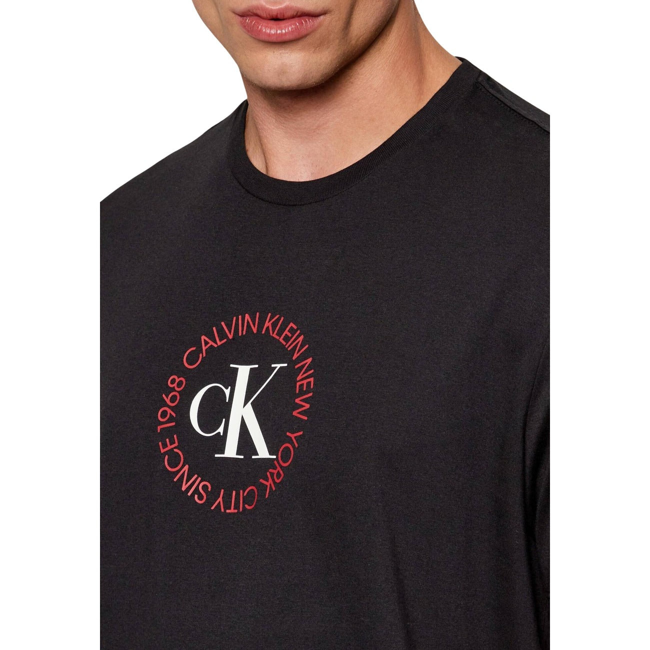 Calvin Klein Jeans T-Shirt Uomo Nero Stampa Maniche Corte Scollo Tondo Cotone 100% Primavera Estate LV14RE816G
