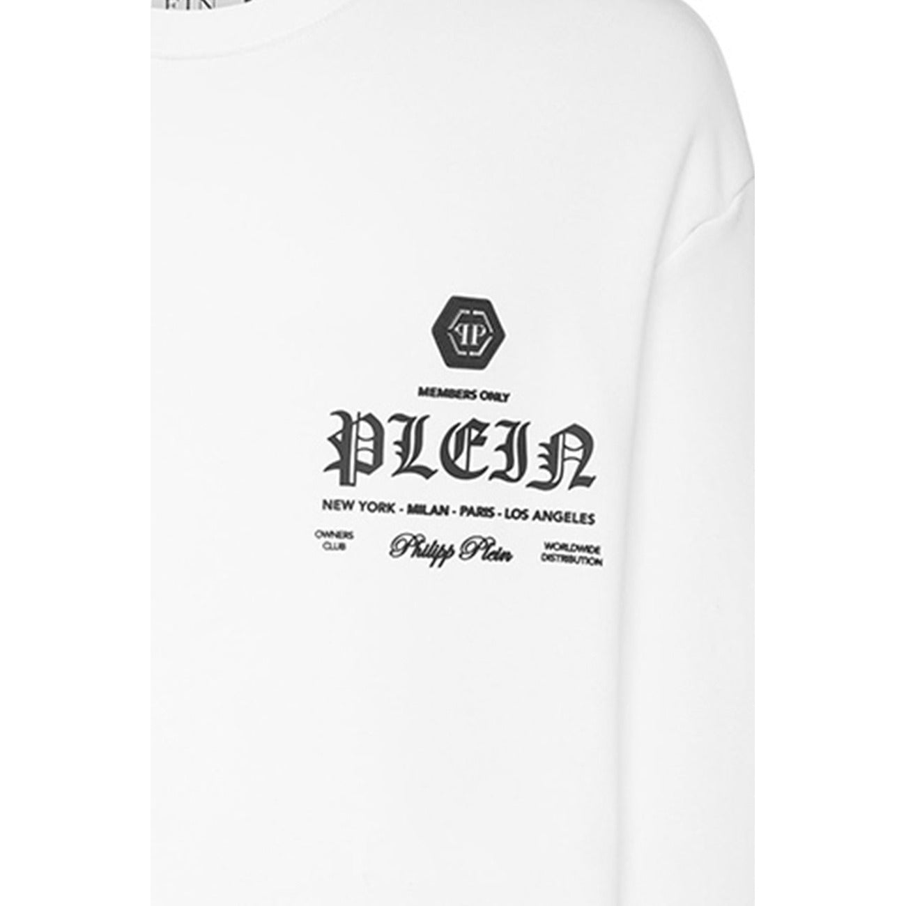Philipp Plein Felpa Uomo Bianca con Stampa Maniche Lunghe Scollo Tondo in Cotone 100% Autunno/Inverno BO_1483