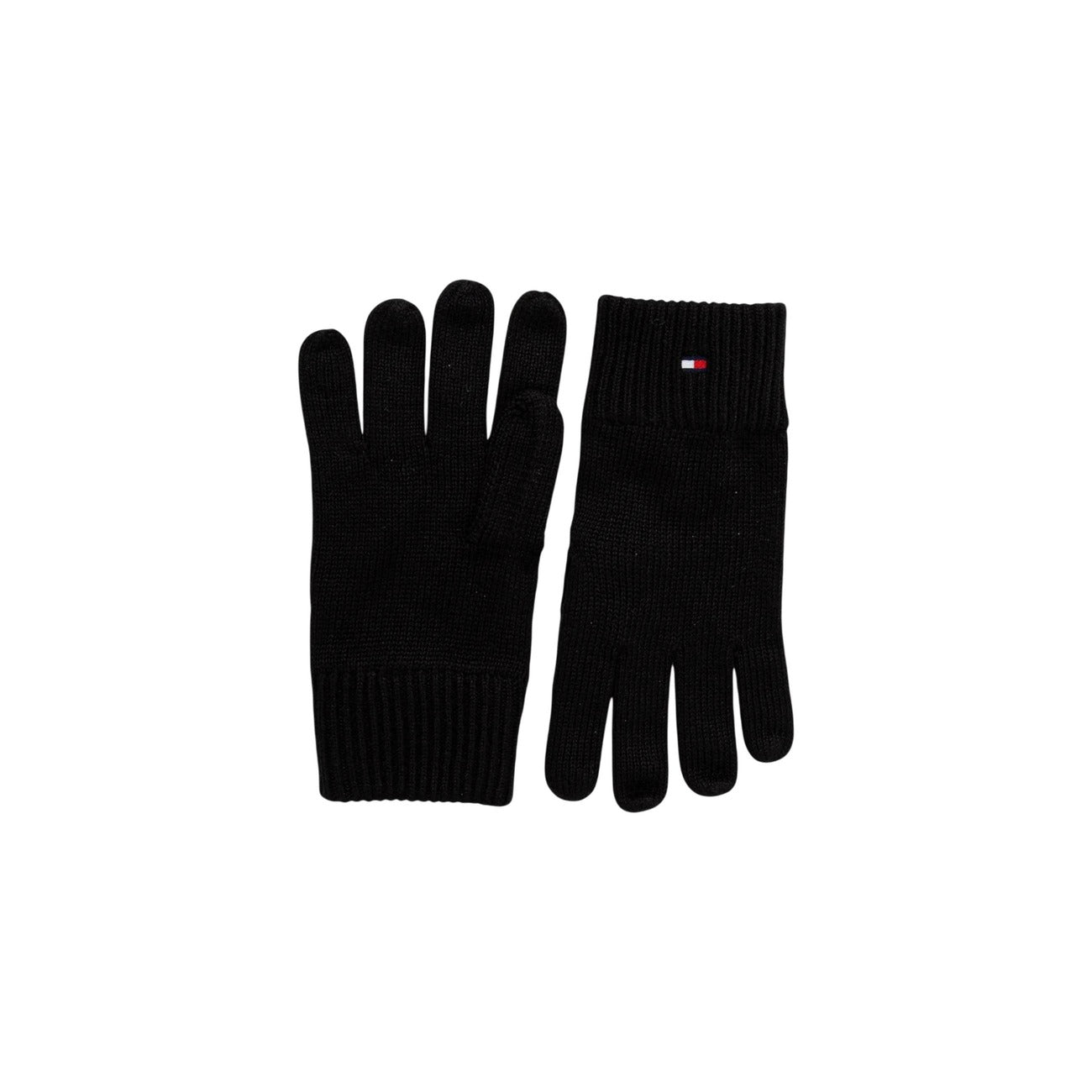 Tommy Hilfiger Jeans Set Regalo Cappello e Guanti Uomo Nero con Bandierina - Set Cashmere Cotone