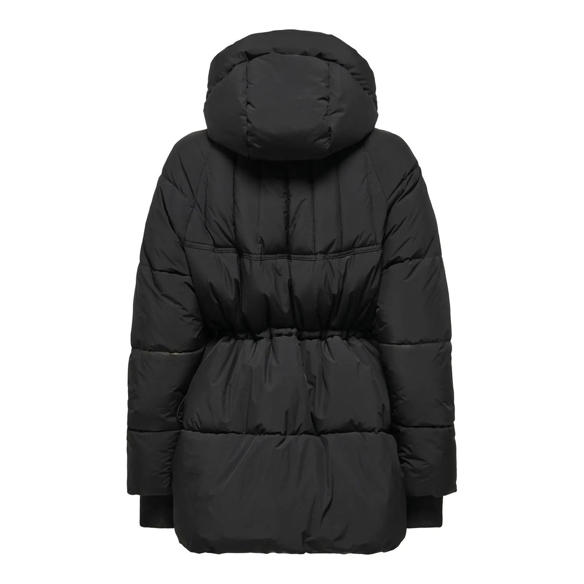 Piumino nero donna Only – Giacca invernale con cappuccio e vita regolabile 15366707.