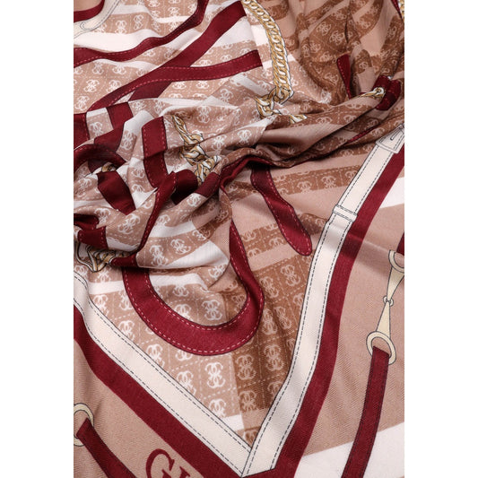 Foulard donna Guess Yvonne Logo 120x120 – Sciarpa quadrata stampa catene e logo.