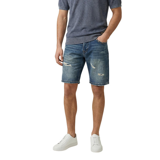 Gianni Lupo GL6516Q Bermuda; denim effetto vintage con strappi, 96% cotone. Shorts cinque tasche dal taglio moderno e vestibilità confortevole. Vista frontale 