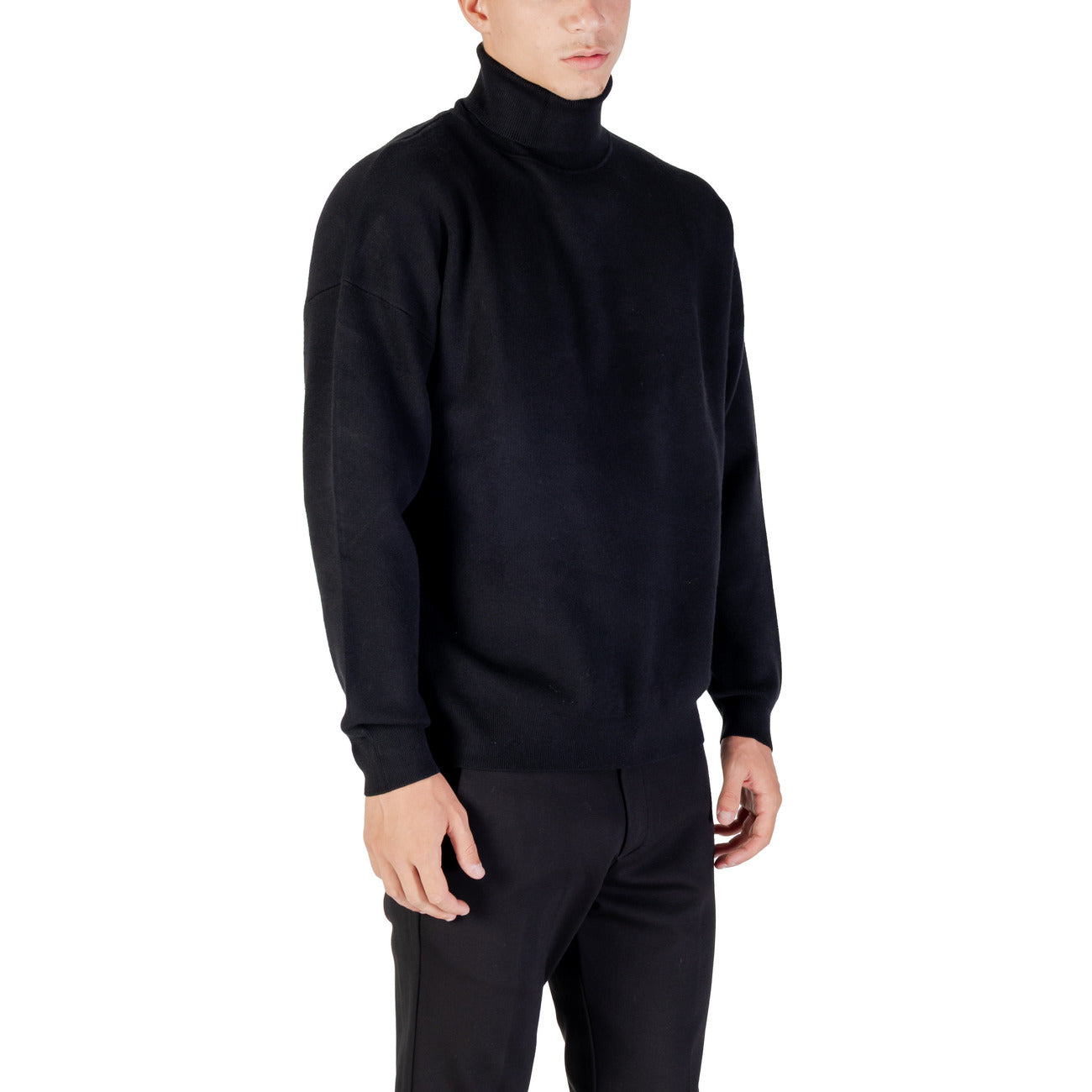 Antony Morato Maglia Uomo Nera con Maniche Lunghe Scollo Alto in Viscosa 46% Poliestere 32% Poliammide 22% MMSW01545-YA500082