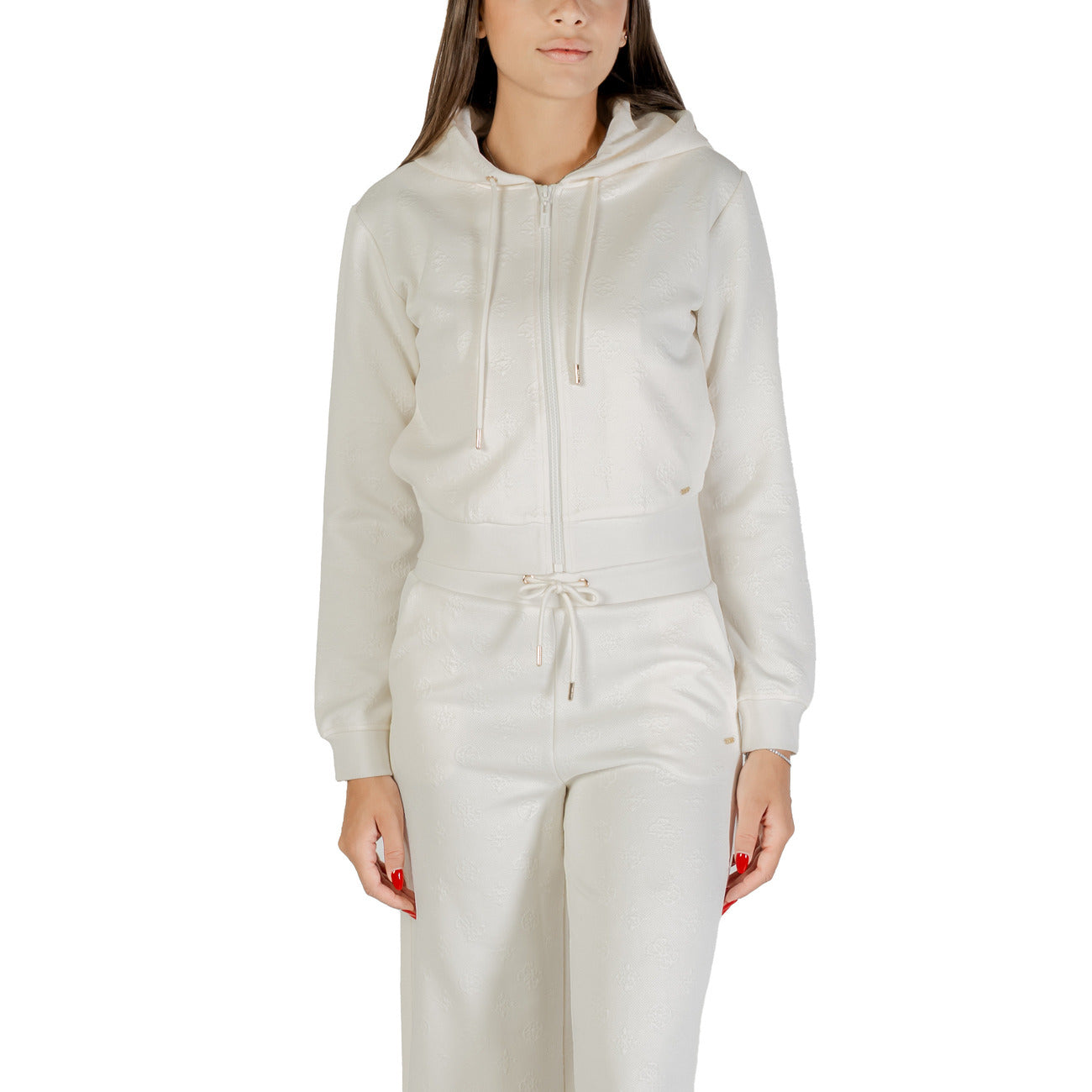 Guess Active Felpa Zip Donna Bianca V5YQ06 KBSL2 - Cotone 23%