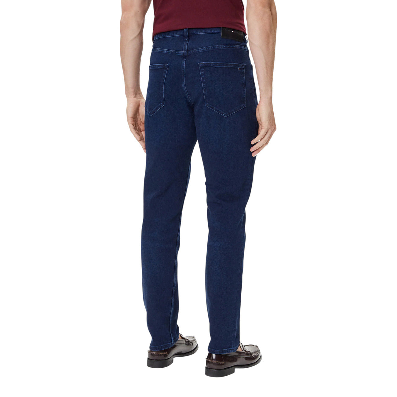 Tommy Hilfiger Jeans Uomo Blu con Zip Bottone Tasche Anteriori Posteriori - Jeans Cotone Organico Elastan