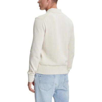 Tommy Hilfiger Jeans Polo Uomo Beige con Bottoni Maniche Lunghe Colletto Polo - Polo Cotone Organico Scollo Tondo