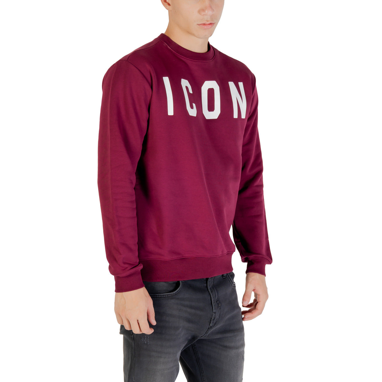 Icon Felpa Uomo Bordeaux con Maniche Lunghe Scollo Tondo in Cotone 65% Poliestere 35% Autunno/Inverno ICUF2W6F001