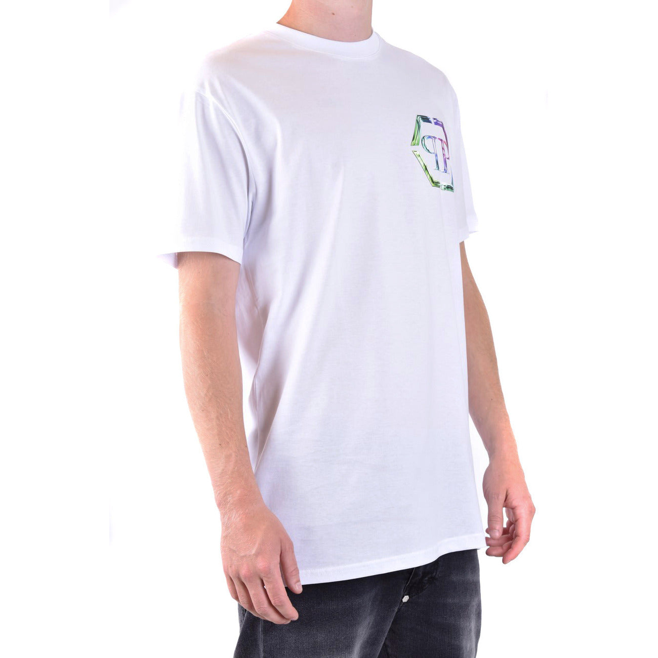 Philipp Plein T-Shirt Uomo Bianca Stampa Manica Corta Scollo Tondo 100% Cotone Primavera/Estate V_28830