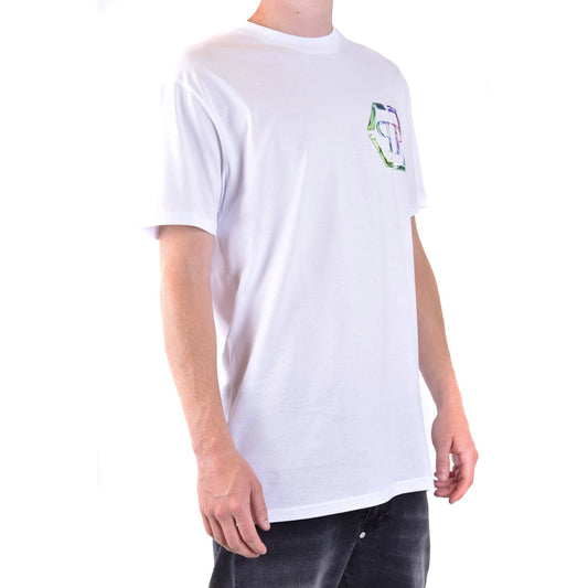 Philipp Plein T-Shirt Uomo Bianca Stampa Manica Corta Scollo Tondo 100% Cotone Primavera/Estate V_28830