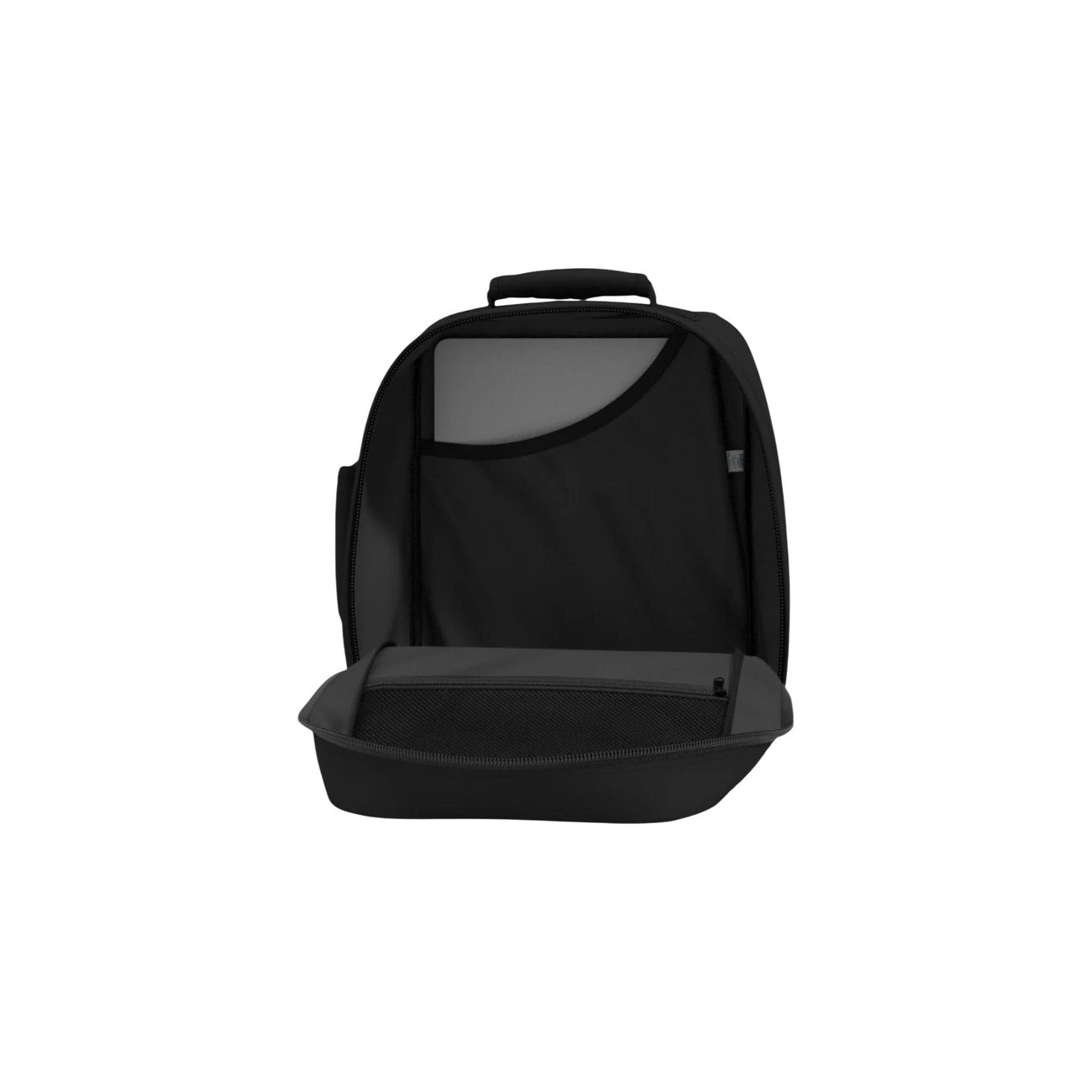 Zaino Cabin Zero Classic 28L; 100% Poliestere Nero. Resistente all'acqua, cinghie di compressione, dimensioni cabina (39x29,5x20). Backpack uomo versatile, leggero e ultra-resistente. Vista aperta 