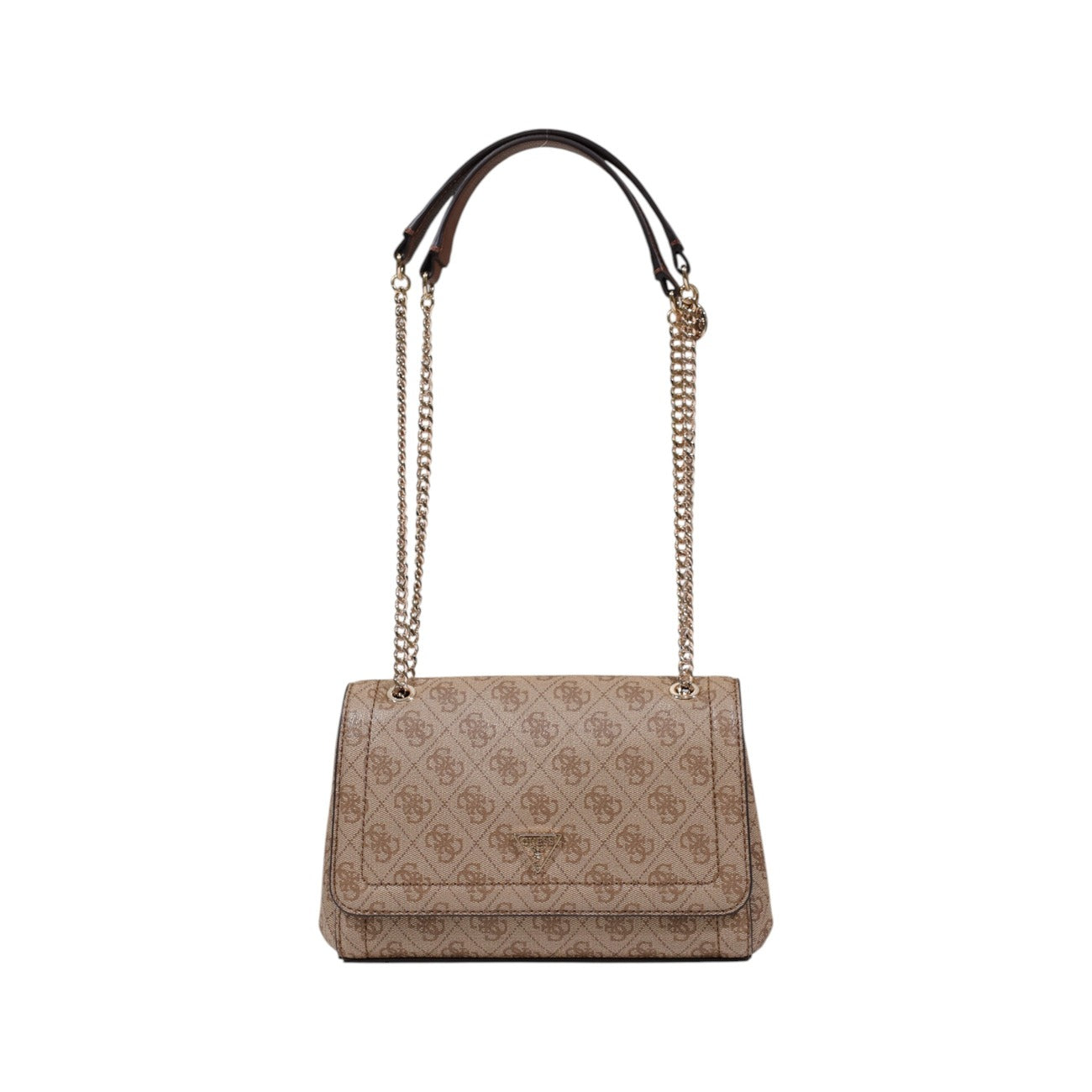 Guess Borsa Donna Marrone in Poliuretano 100% a Mano con Bottoni Automatici Stampa Tasche Interne ed Esterne 16x23x8 cm HWBG96 72210