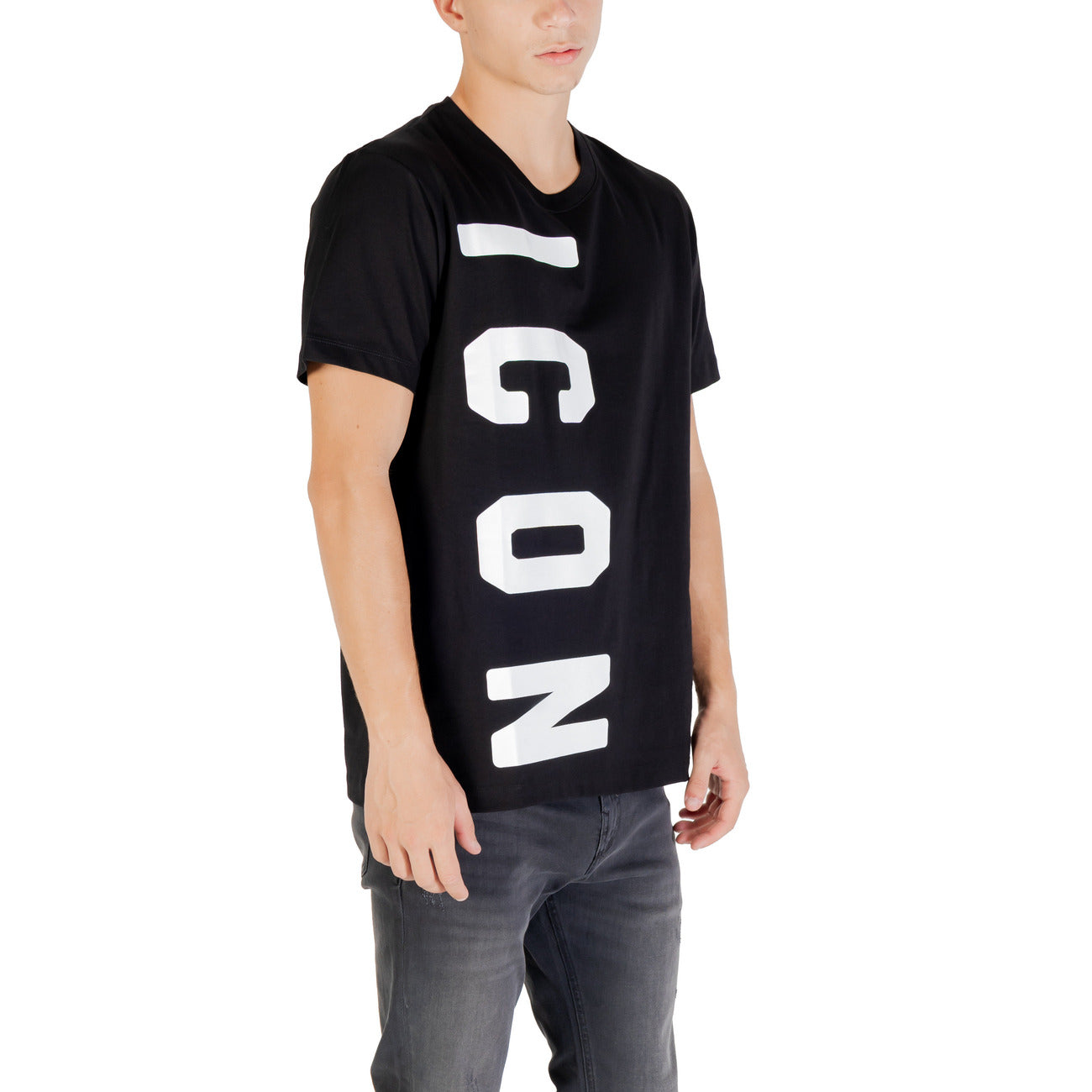 Icon T-Shirt Uomo Nera Manica Corta Scollo Tondo 100% Cotone Primavera/Estate ICUF2W6T004