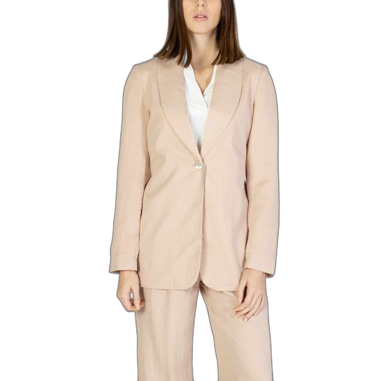 Vero Moda Giacca Donna Rosa Monocromo Bottone Bavero Tasche Anteriori 81% Viscosa 19% Nylon Autunno/Inverno 10303892