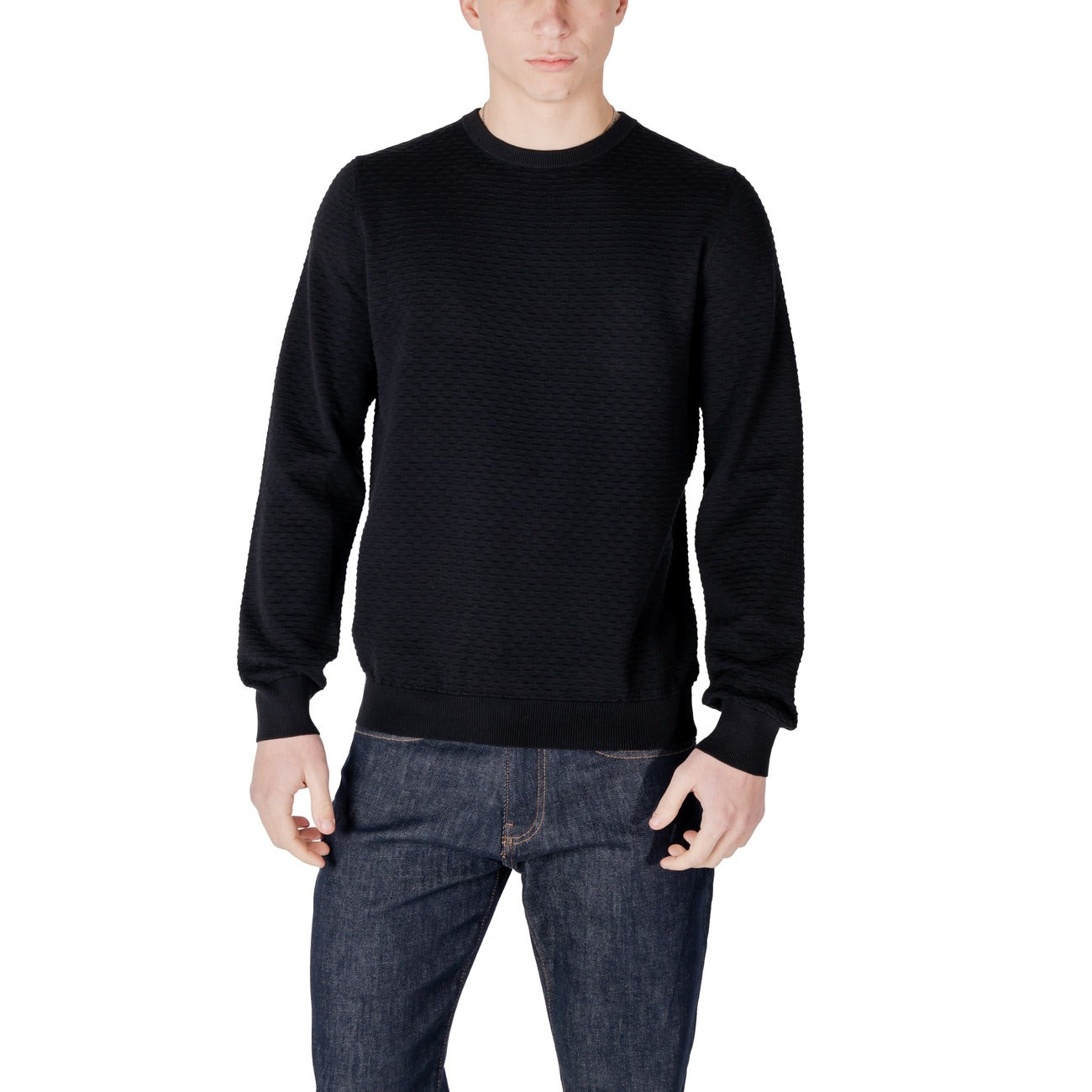 Antony Morato Maglia Uomo Bianca Monocromo Maniche Lunghe Scollo Tondo in Cotone 100% MMSW01498-YA100071
