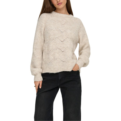 Only Maglia Donna Marrone Maniche Lunghe Scollo Tondo - Maglia Poliestere Acrilico Lana Elastan