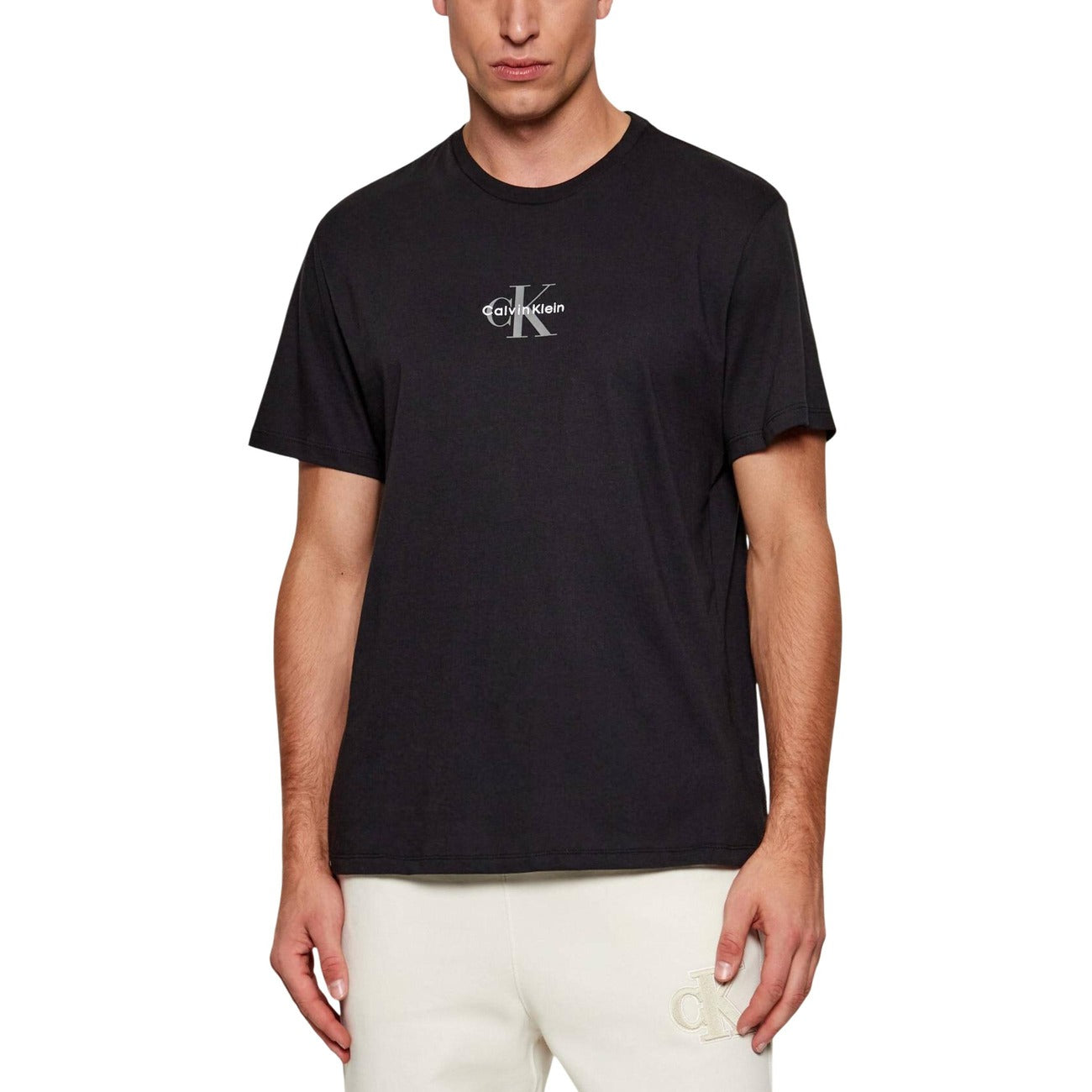 Calvin Klein Jeans T-Shirt Uomo Nero Maniche Corte Scollo Tondo Cotone 100% Primavera Estate LV04RB866G