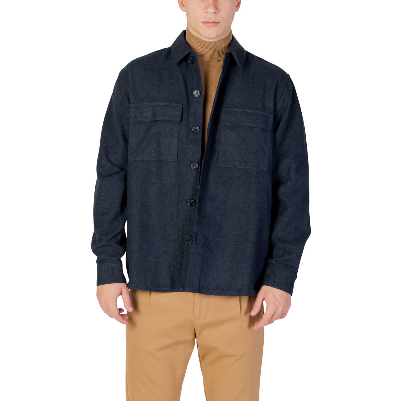 Only & Sons Camicia Uomo Marrone Bottoni Manica Lunga Scollo Tondo Colletto Classico Tasche Acrilico Poliestere Autunno Inverno 22034929