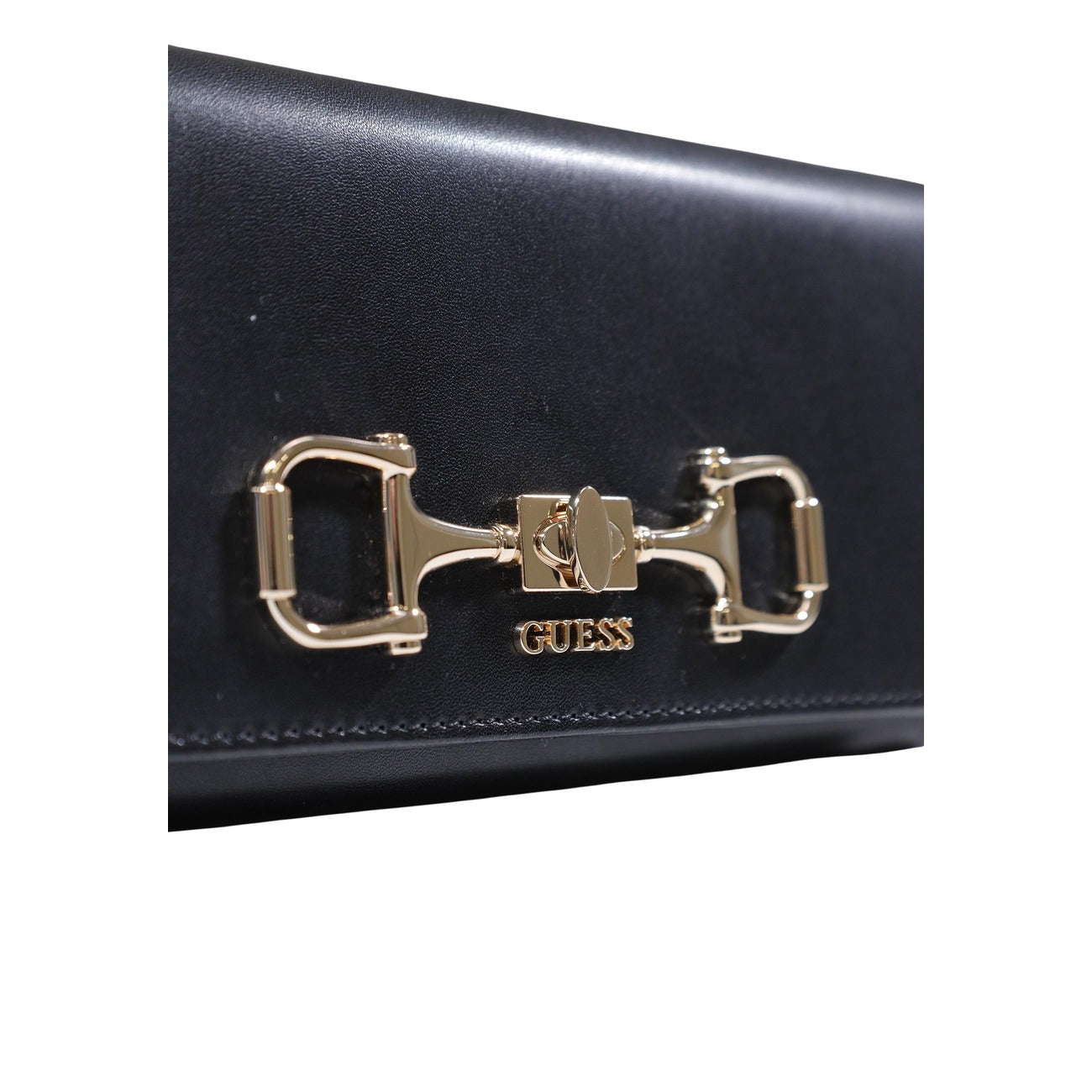 Guess Portafoglio nero grande JANIE LOGO 20x10x4 cm Donna. In similpelle chiusura con zip e finiture dorate vista frontale Dettaglio logo 