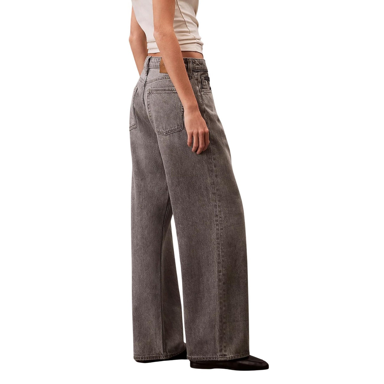 Calvin Klein Jeans Jeans Donna Grigio Zip Bottone Tasche Anteriori Posteriori Cotone Lyocell Autunno Inverno LV047C722G