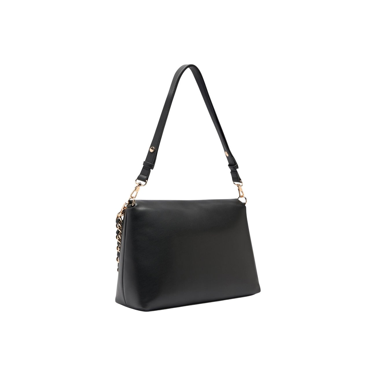 Borsa Liu Jo Nera Grande; 100% Poliuretano ecosostenibile. Effetto nappa, manico con catena, tracolla removibile e chiusura magnetica. Capiente e raffinata, stile Primavera/Estate. Vista posteriore 