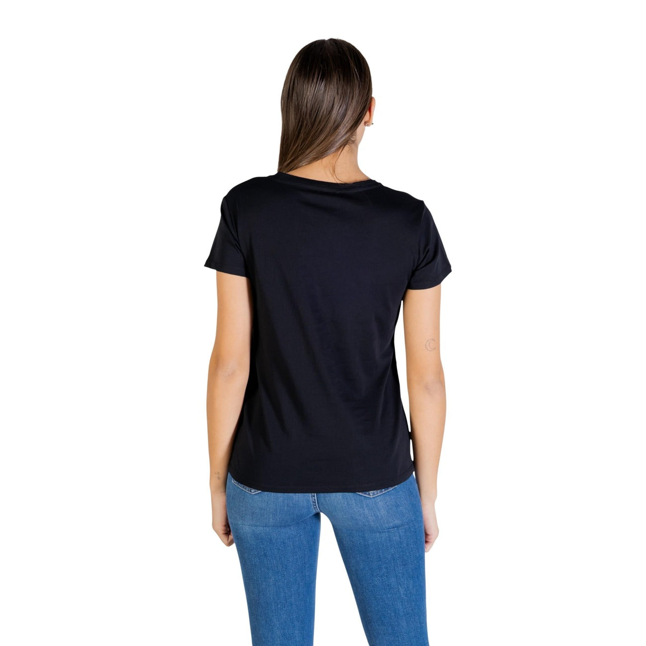 Liu Jo T-shirt Logo Jewel; 100% cotone, applicazioni luminose, vestibilità regolare. L'essenziale prezioso per il guardaroba femminile. Colore nero. Vista posteriore 