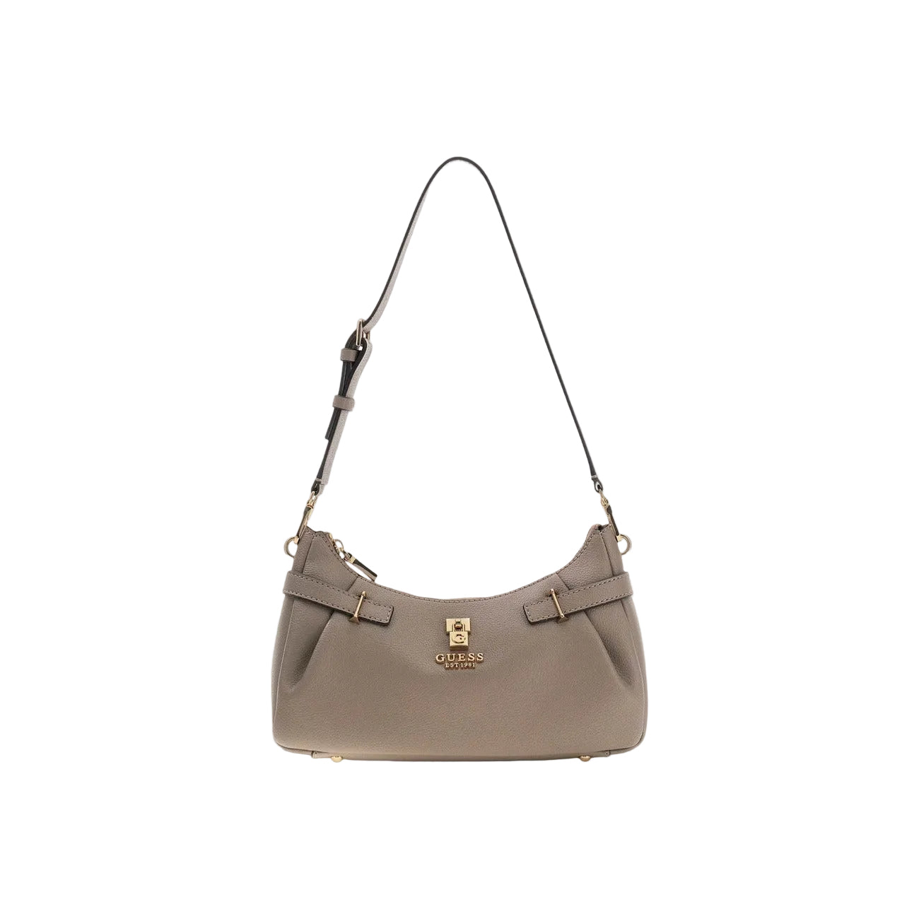 Borsa Guess donna grigia con cerniera a mano in poliuretano - vista frontale

