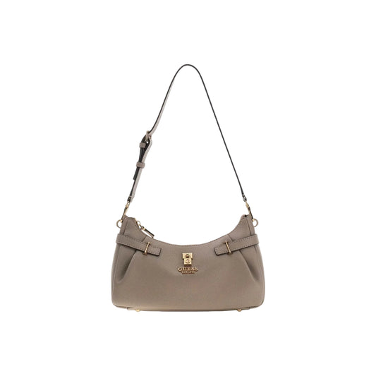Borsa Guess donna grigia con cerniera a mano in poliuretano - vista frontale
