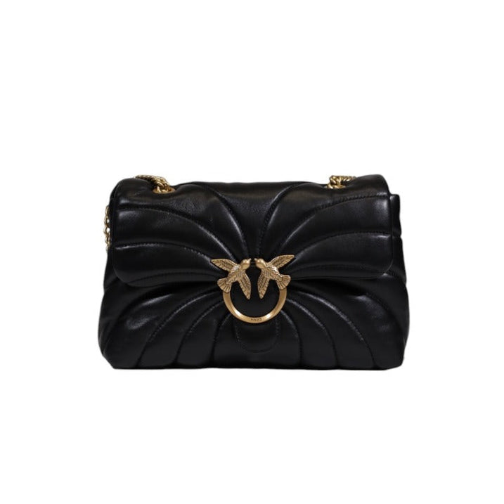 borsa media nera da donna Pinko SHEEP NAPPA BUTTERFLY QUILT realizzata interamente in morbida pelle di alta qualità. chiusura con doppia rondine in metallo dorato e tracolla a catena in metallo, vista frontale 
