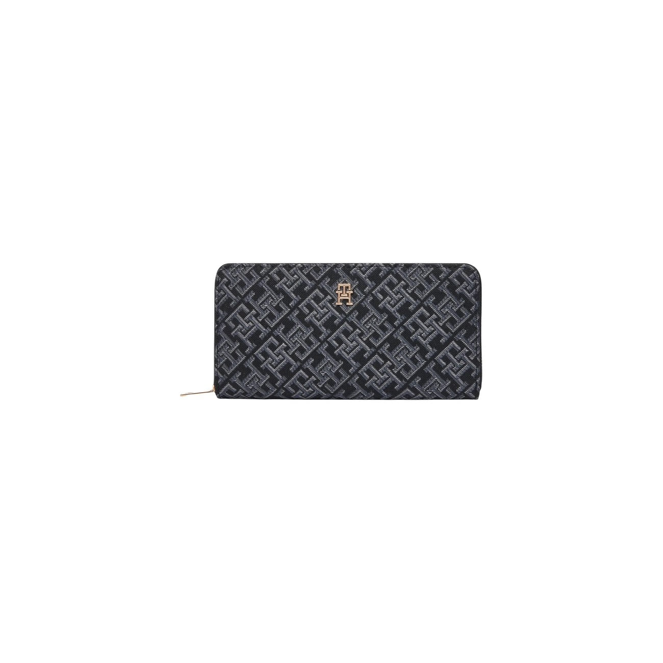 Tommy Hilfiger Portafoglio Donna Nero Stampa Cerniera Tasche Interne Scomparti Poliestere 100% Autunno Inverno AW0AW17956