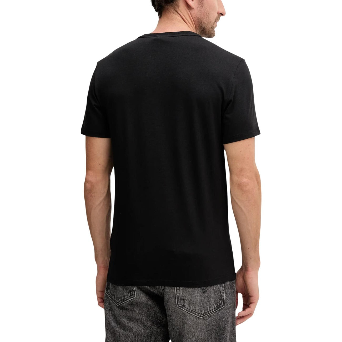 T-shirt stretch uomo Calvin Klein LV04LC240G; 95% cotone, 5% elastam, logo CK ricamato. Taglio classico, vestibilità flessibile. Colore nero. Vista posteriore 