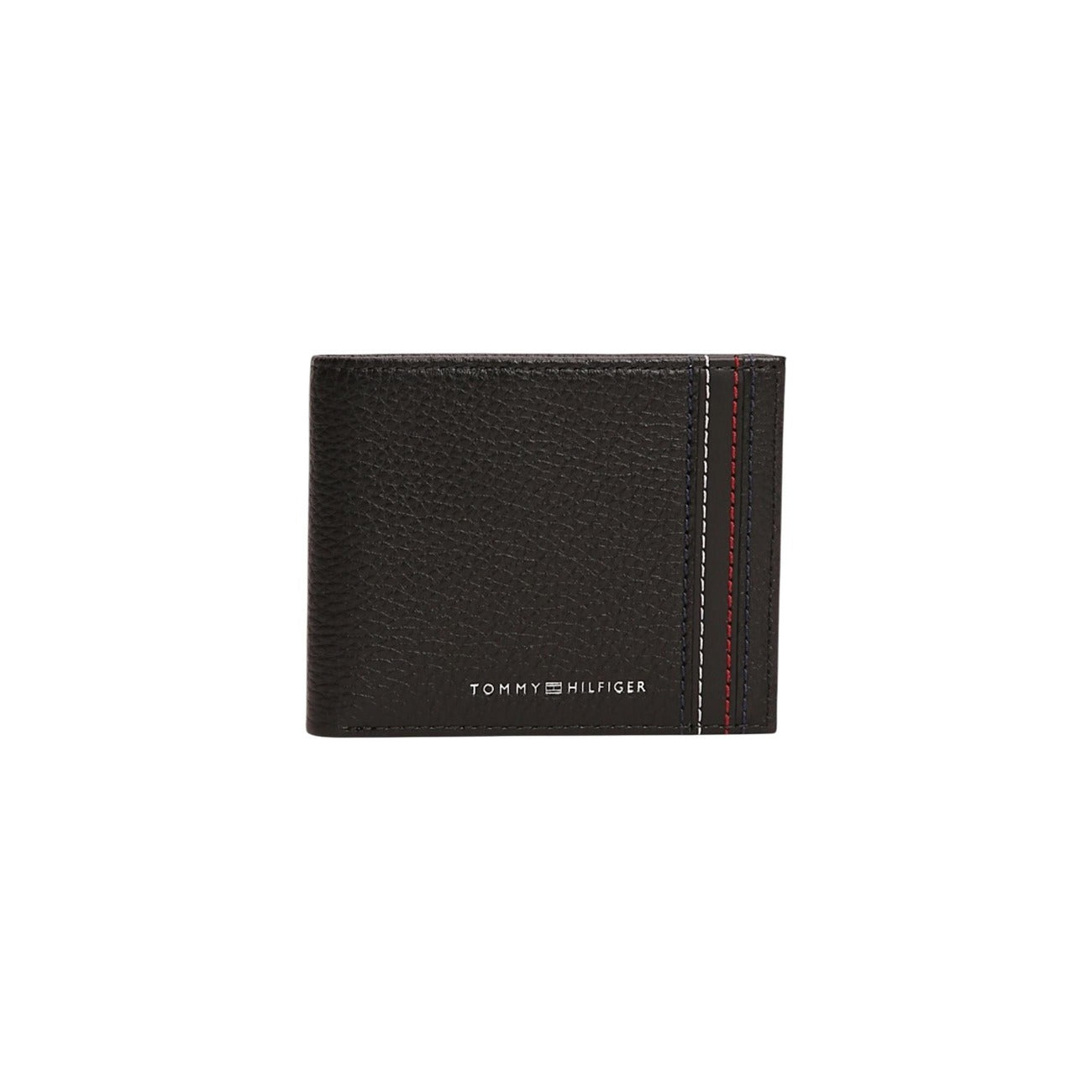 Tommy Hilfiger Central Mini CC Wallet; 100% pelle martellata, slim design, scomparti carte. L'accessorio essenziale e iconico per l'uomo moderno. Vista frontale 