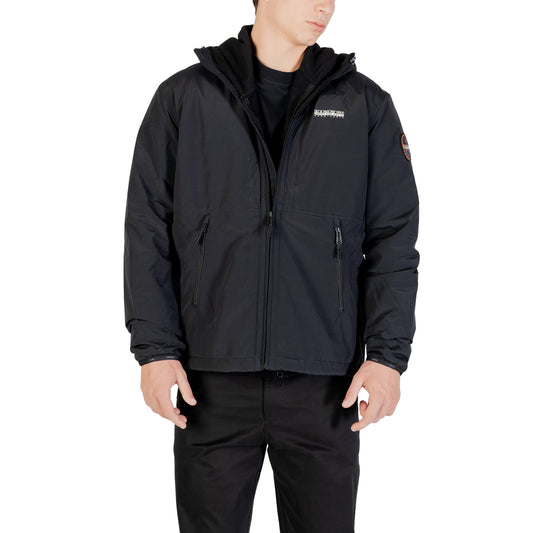 Napapijri Giacca Uomo Nera con Cappuccio - Giacca Cerniera Tasche Autunno Inverno