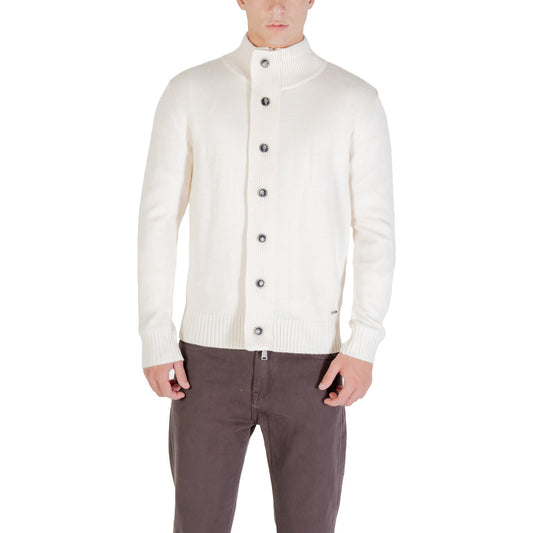 Gianni Lupo Maglioncino Uomo Bianco con Bottoni Maniche Lunghe Scollo Alto in Acrilico 40% Lana 30% Poliammide 30% GL35080-F25
