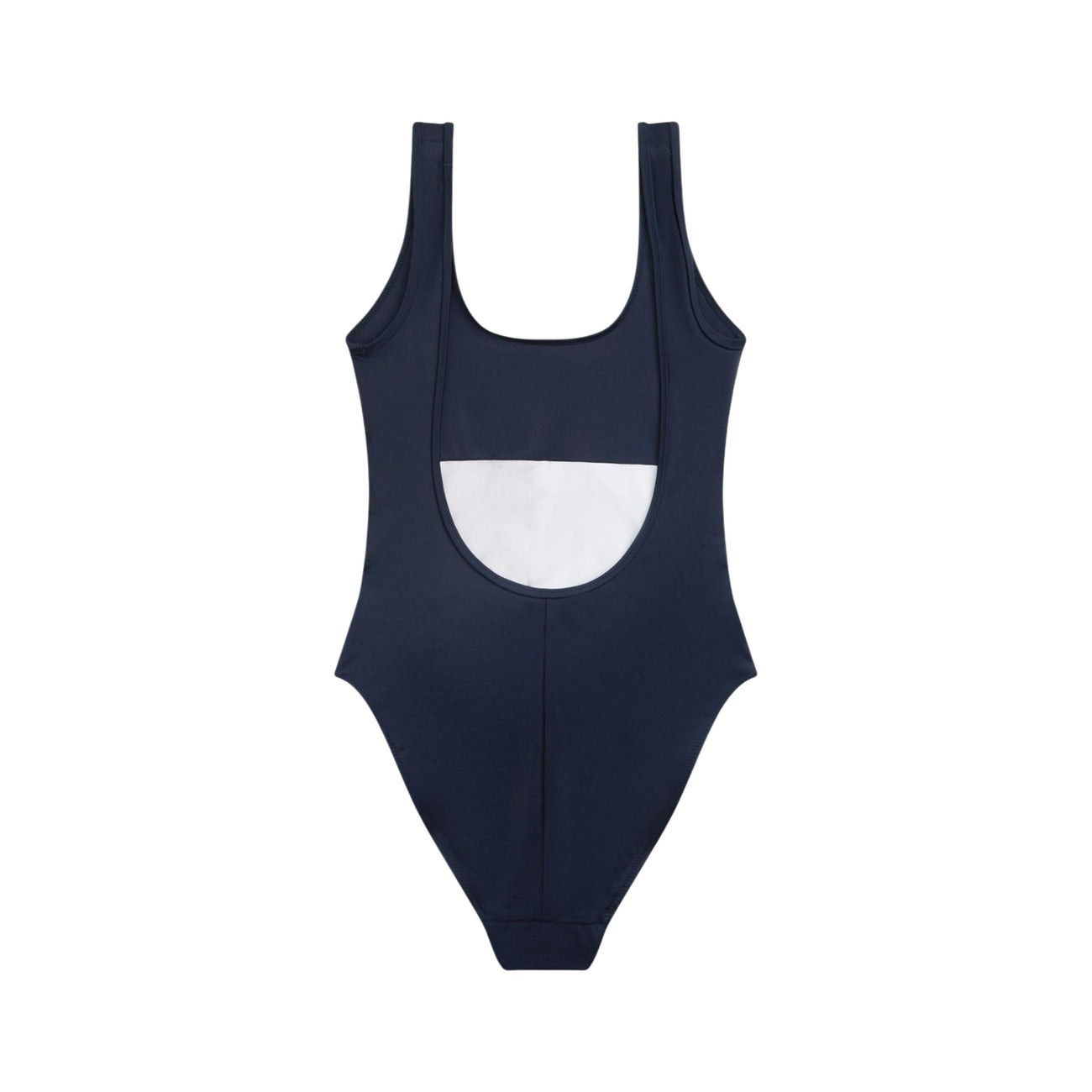 Costume Intero Tommy Jeans Color Block; Skinny Fit. Tessuto stretch in nylon, profondo scollo sulla schiena, sgambatura alta. Logo distintivo sul fianco, ideale per sport e tempo libero. Vista posteriore 