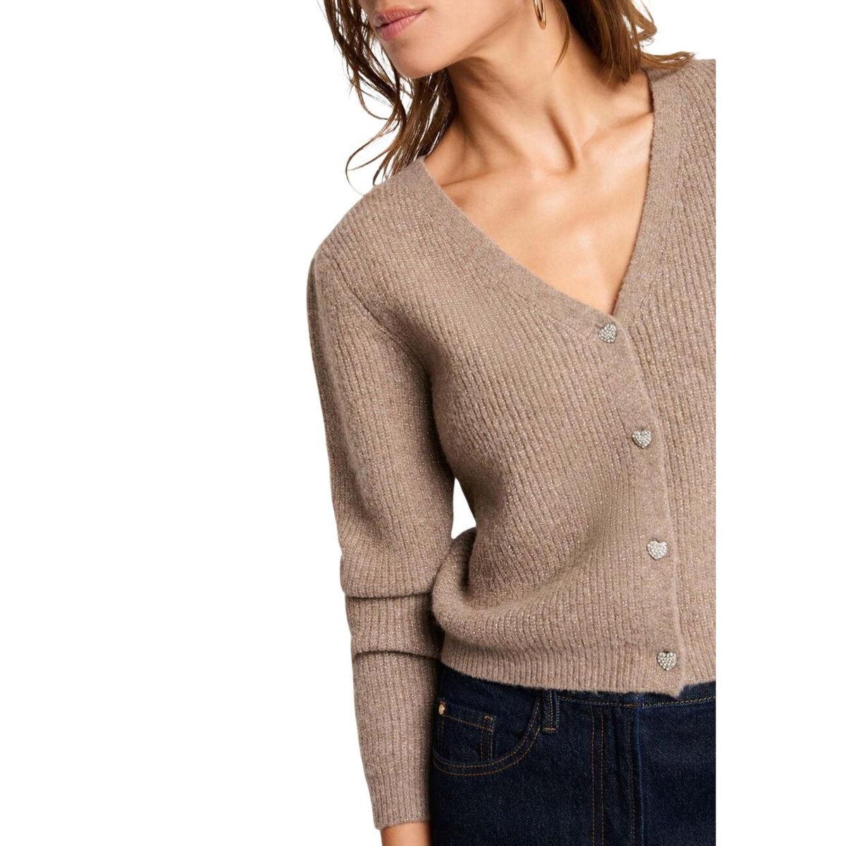 Cardigan donna Morgan De Toi beige – Maglia mezza stagione con bottoni sulla schiena 242-MIMO.