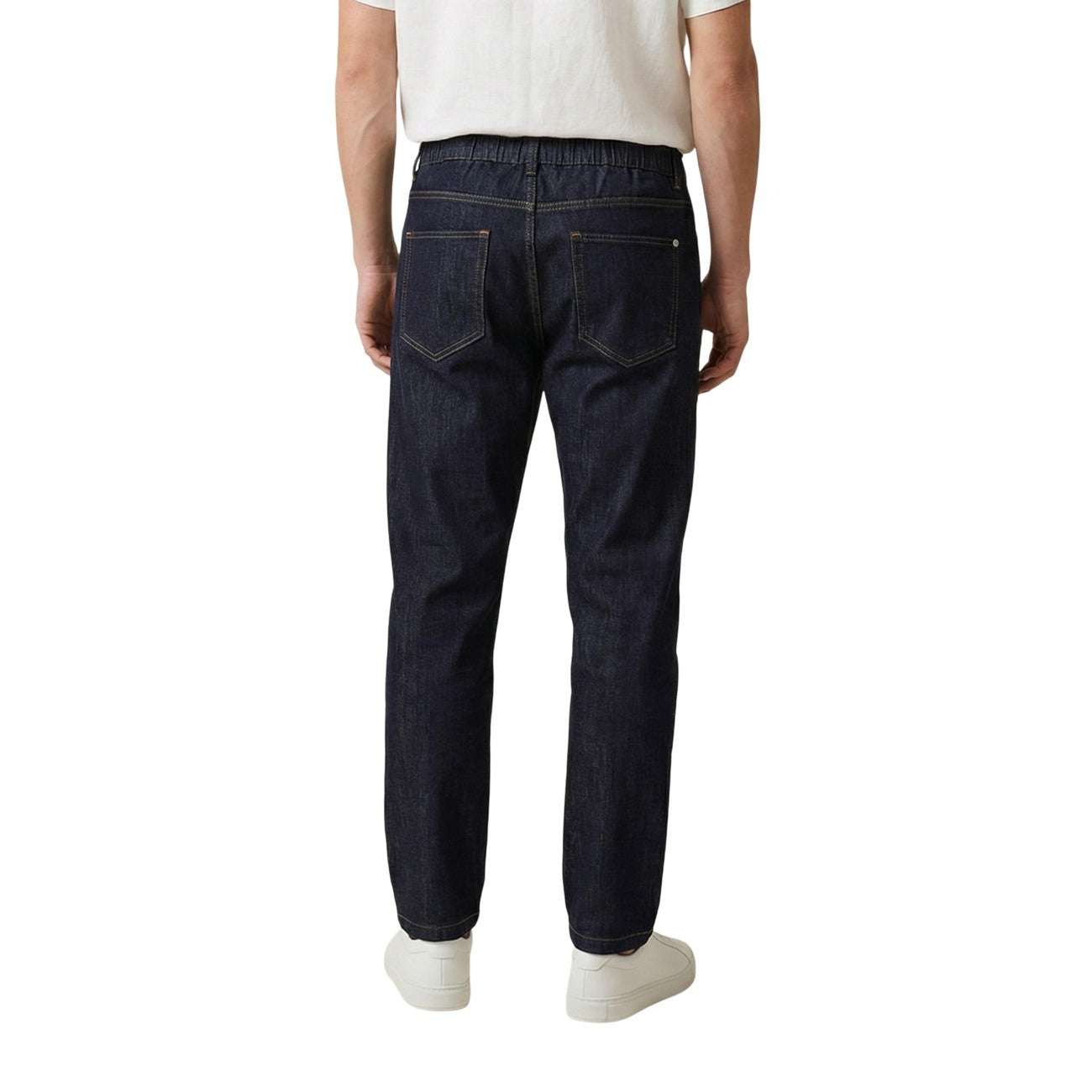 Pantaloni Regular Comfort Blu Gianni Lupo; Cotone Stretch. Tinta unita, vestibilità versatile, tessuto resistente e flessibile. Il classico contemporaneo ideale per la mezza stagione. Posteriore 