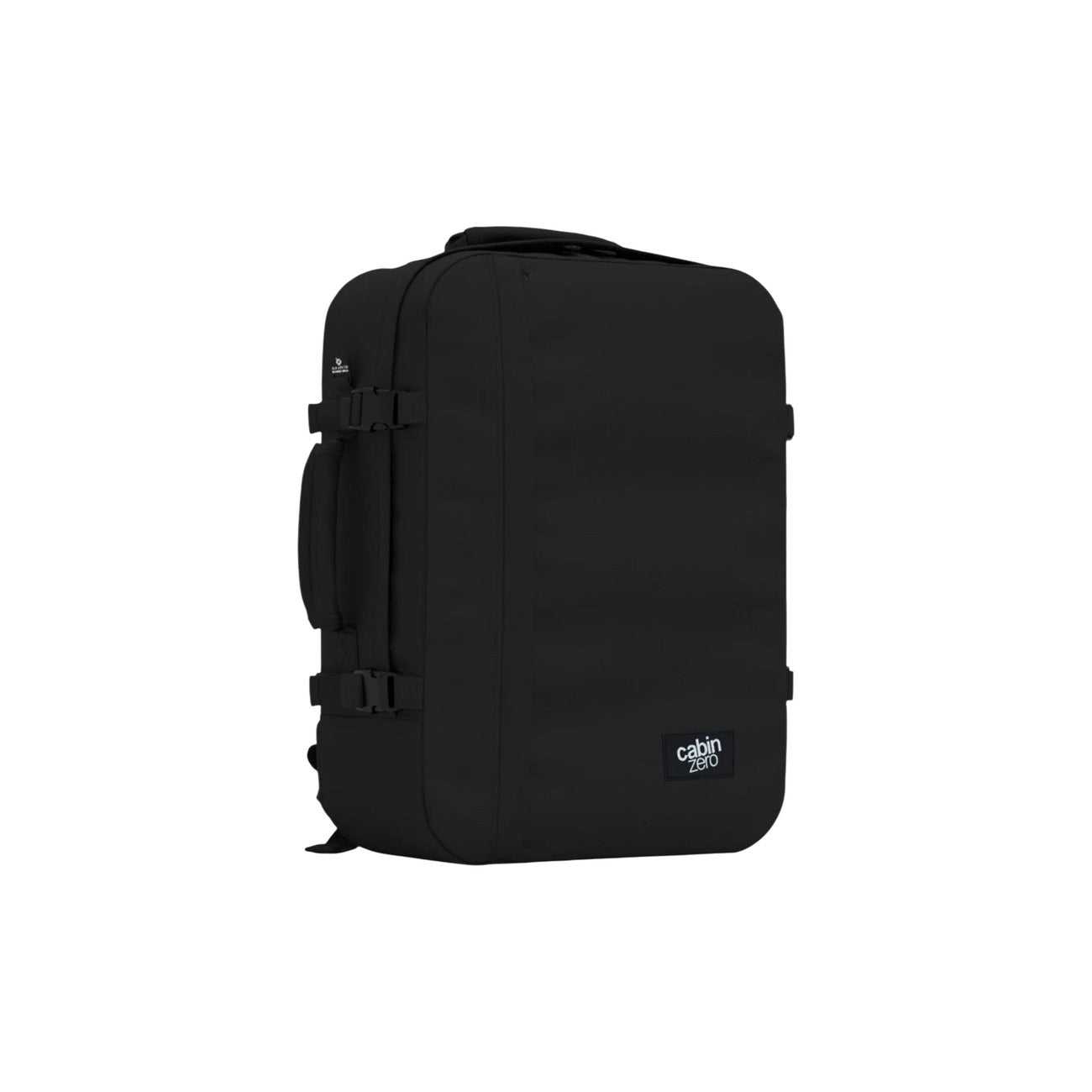 Zaino Cabin Zero Classic 44L; 100% Poliestere Nero. Capacità massima cabina (51x37x20), leggero, resistente all'acqua. Backpack uomo con sistema di compressione e manici comfort.