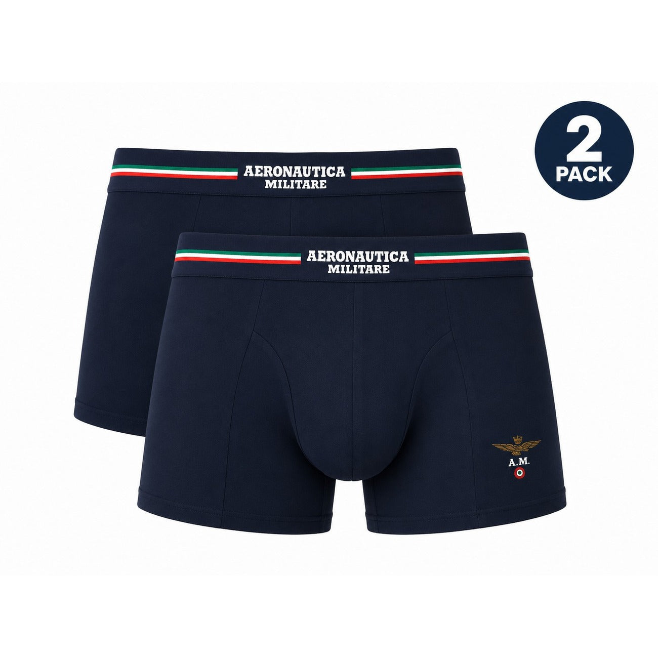  Intimi Uomo Multipack Aeronautica Militare; Tessuto 95% cotone e 5% elastan con elastico logato in vita. Assortimento colori basici e militari, stile casual underwear comfort. Colore blu 