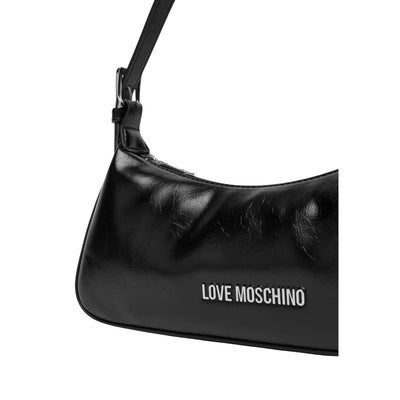 Love Moschino Borsa Donna Nera a Mano con Cerniera Tasca Interna - Borsa Poliuretano 29x11x6cm