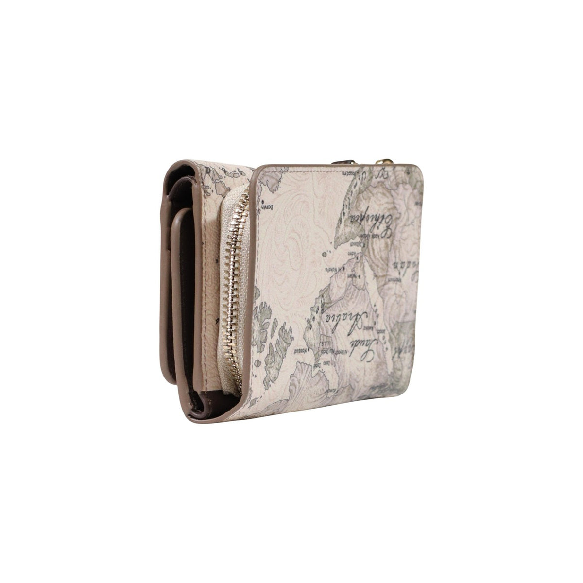 Portafoglio bifolder donna Alviero Martini Prima Classe – Portafoglio medio Country Geo tortora e pelle cioccolato.