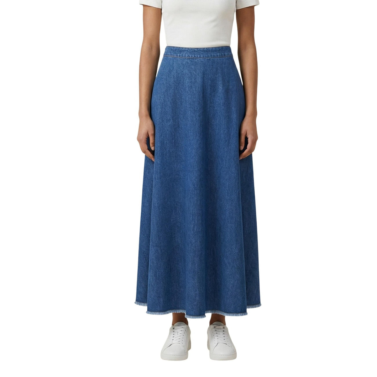 gonna longuette Only Onlmone Flowy Maxi Dnm Skirt Gua Sud Realizzata in 100% cotone. Il taglio è longuette. tessuto denim leggero. Vista frontale 