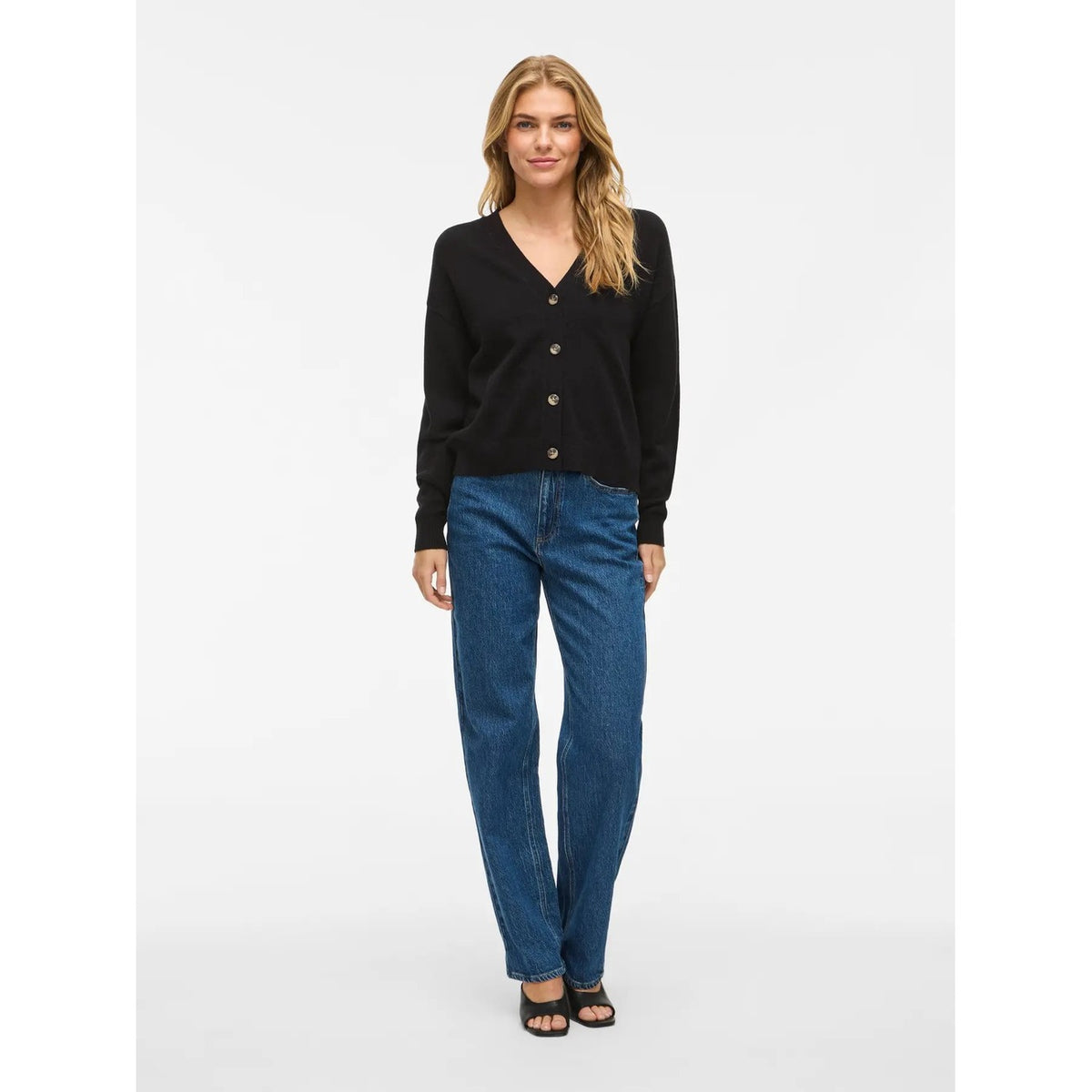 Cardigan donna Vila Clothes con scollo a V – Cardigan in maglia con bottoni tartarugati Vila 14107411.