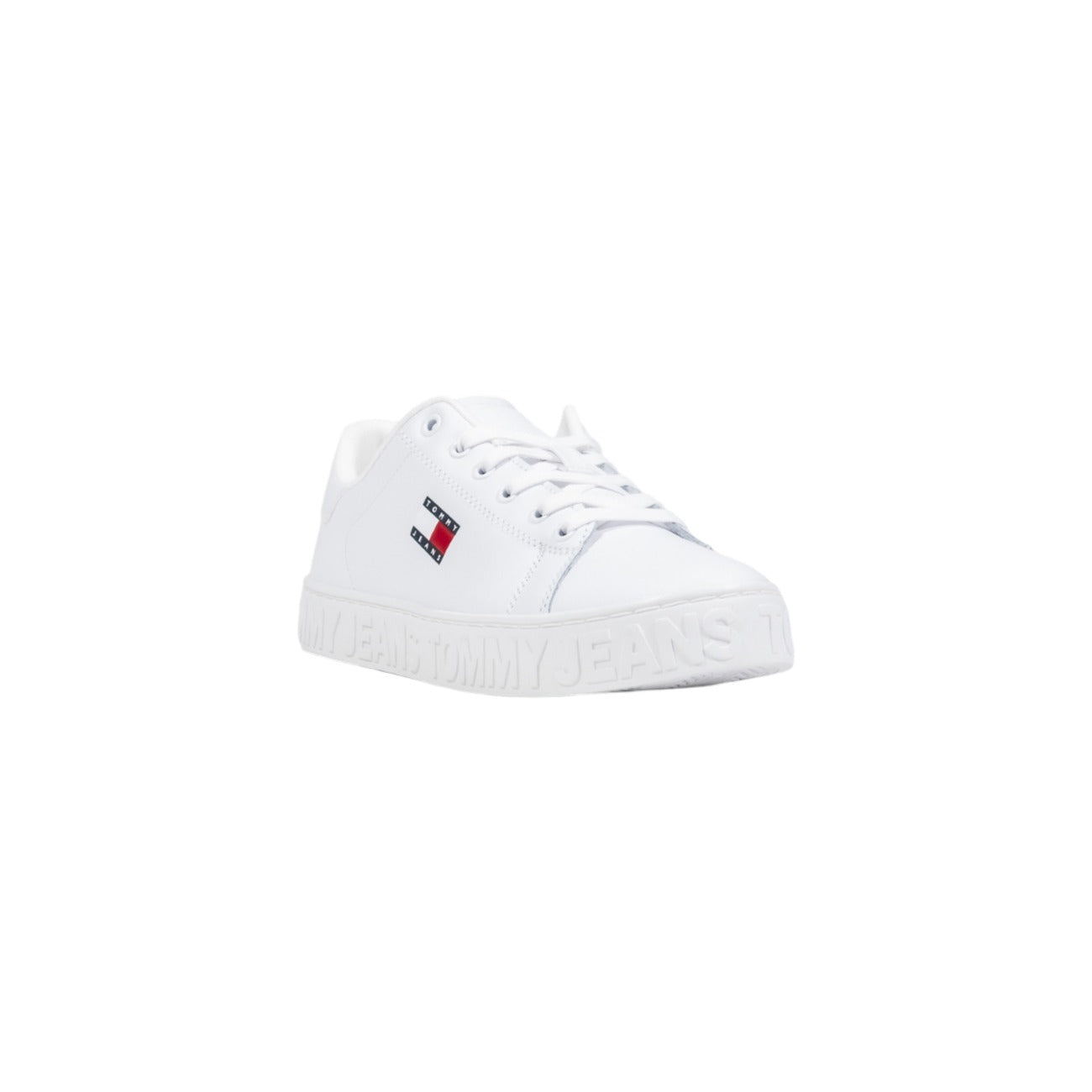 Tommy Hilfiger Jeans Sneakers Donna Bianche con Lacci - Sneakers Pelle Poliuretano Basse Sportive